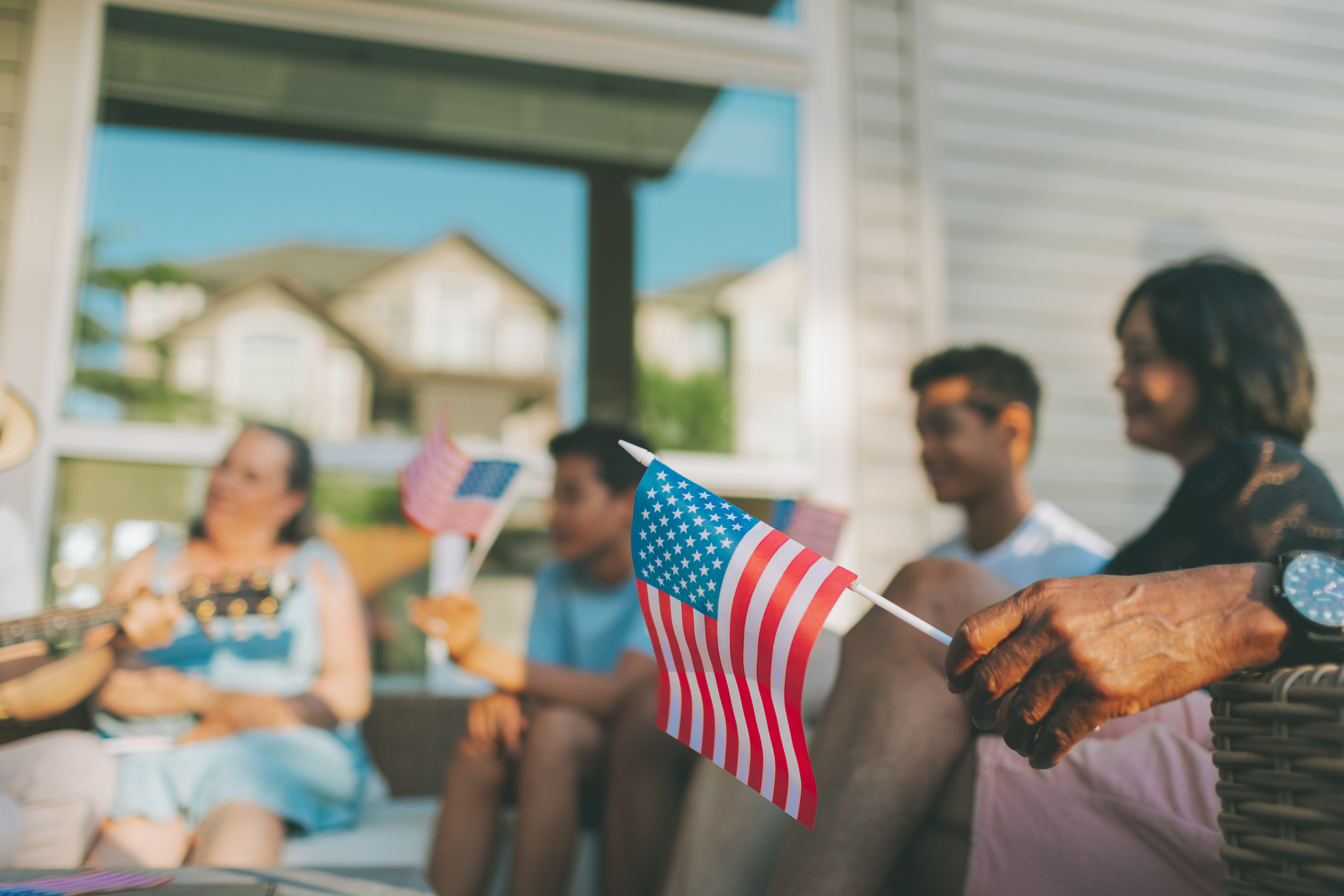 Family Celebrating Fourth of July